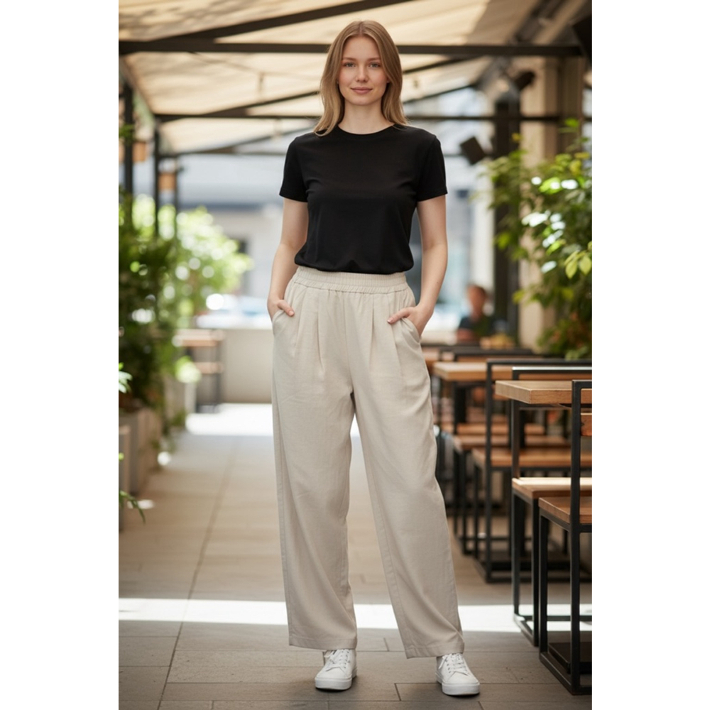 Women's Topshop Beige Wide Leg Pants Size 4 - Picture 2 of 5